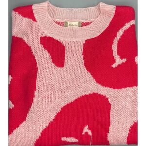 Altar'd State Pink and Hot Pink Abstract Crewneck Sweater